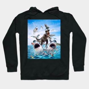 Dinosaur Riding Sharks Hoodie